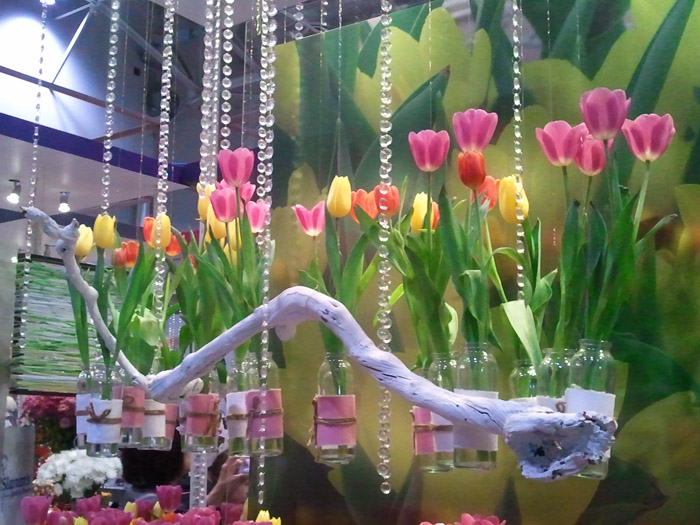 Hanging tulip display