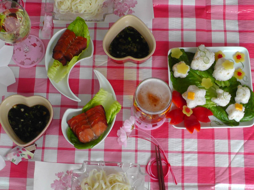 Japanese hanami picnic spread